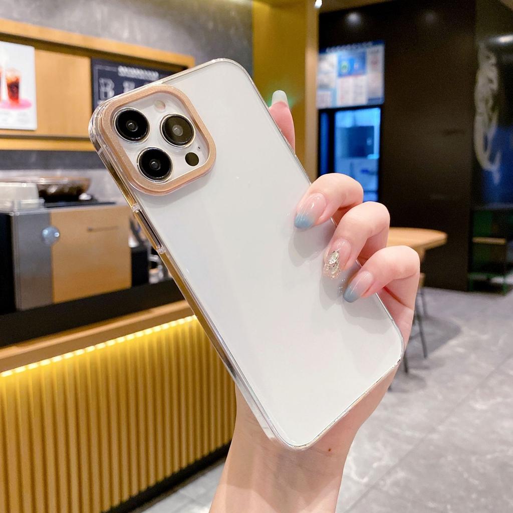 Dotyczy iPhone 16 Pro Max przezroczyste kryształowe metalowe pierścień na obiektyw etui na telefon komórkowy Apple 17 duże otwory twarde etui ochronne