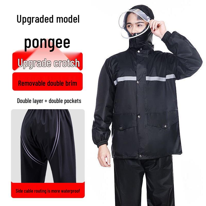 Men's Full-Body Reflective Raincoat and Pants Set - Anti-Storm Riding Gear for Labor Protection