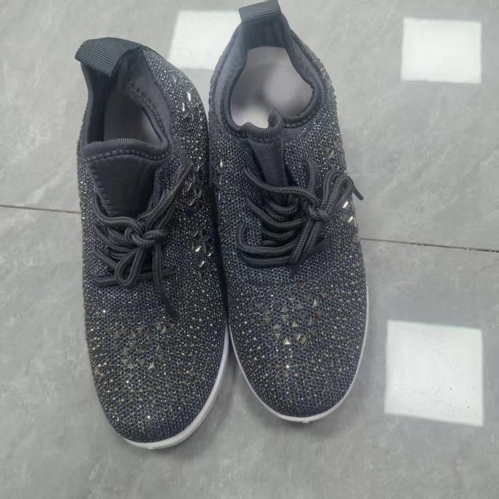 2025 Frühling/Herbst Damen Strass Keilsneakers: Dicke Sohle, Sportlicher Stil, Lässige Damenschuhe, Größe 43