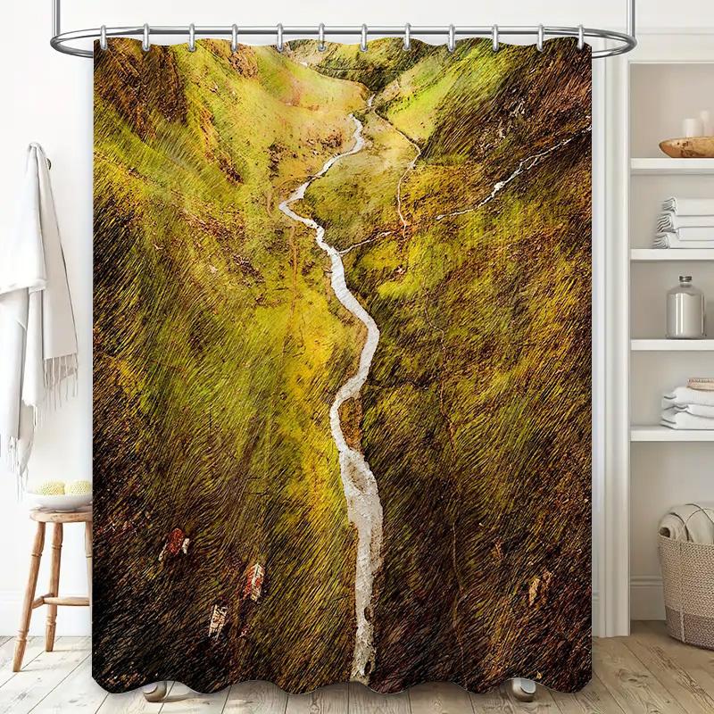 Bathroom Shower Curtain Floral Vintage Nature Botanical Farmhouse Decor Rustic Washable Waterproof Home Textile