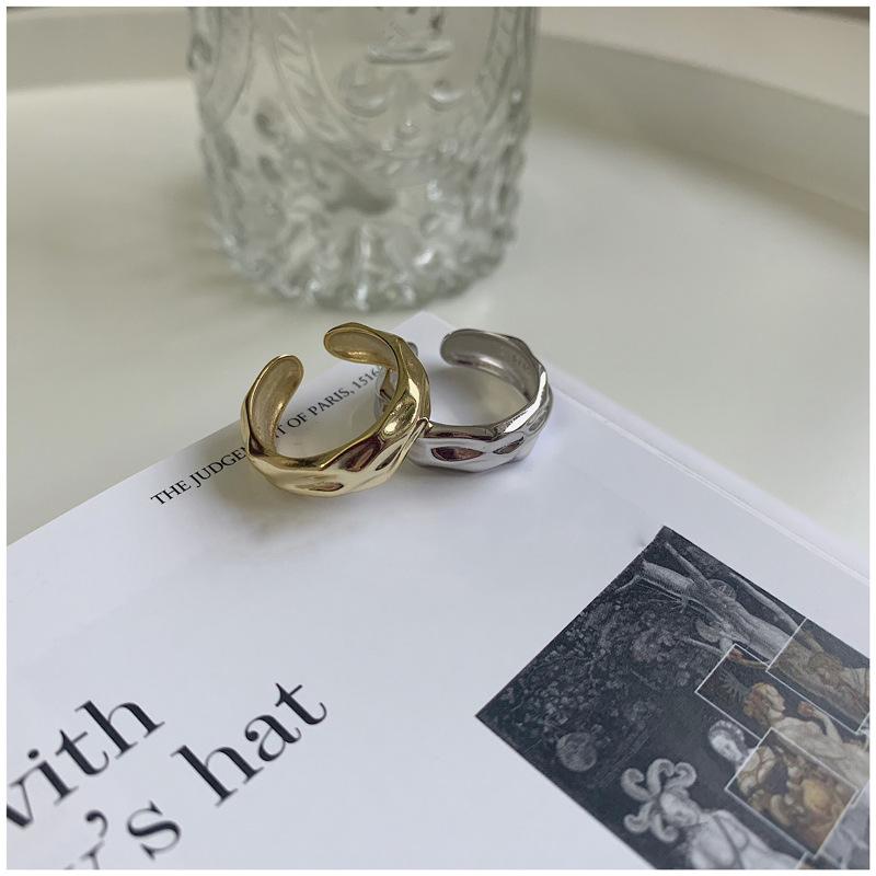 ANENJERY Ring for Women Men Irregular Concave Finger Rings Adjustable Jewelry Dropshipping