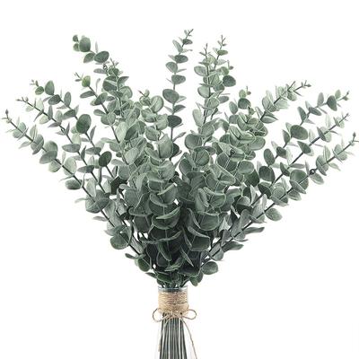 20 stücke Künstliche Eukalyptus Stängel Blätter Grün Eukalyptus Zweige Gefälschte Pflanzen für Hochzeit Mittelstücke Weihnachten Navidad Decor