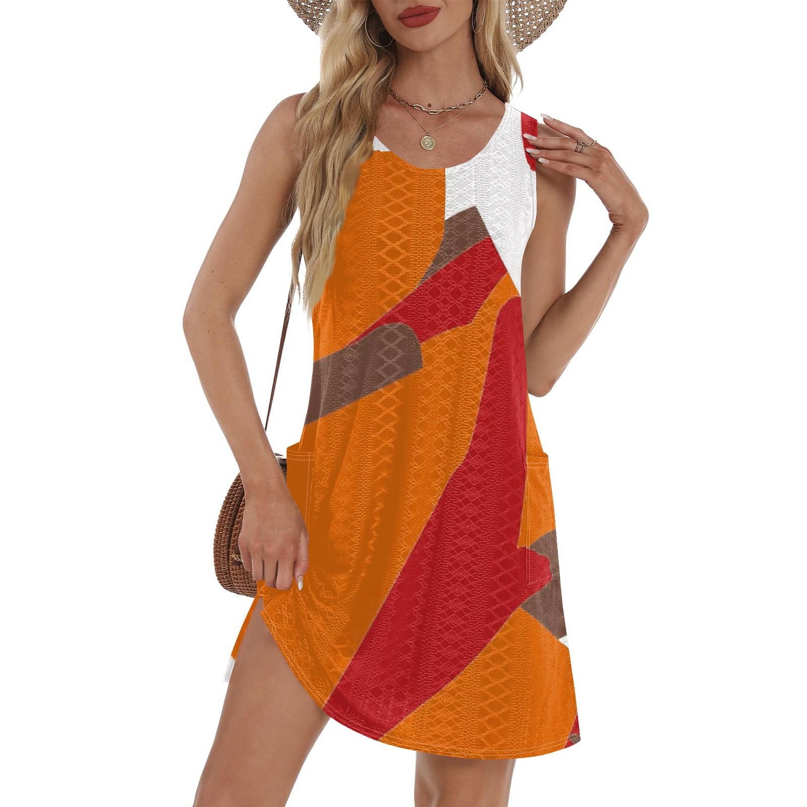 

Женский повседневный сарафан с карманами, летнее пляжное платье в стиле бохо, футболки, платье с V-образным вырезом, свободные платья-майки L