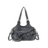 Vintage Washed Denim Crossbody Bag Women Streetwear Chic Shoulder With Rivets Large Capacity Adjustable Strap
