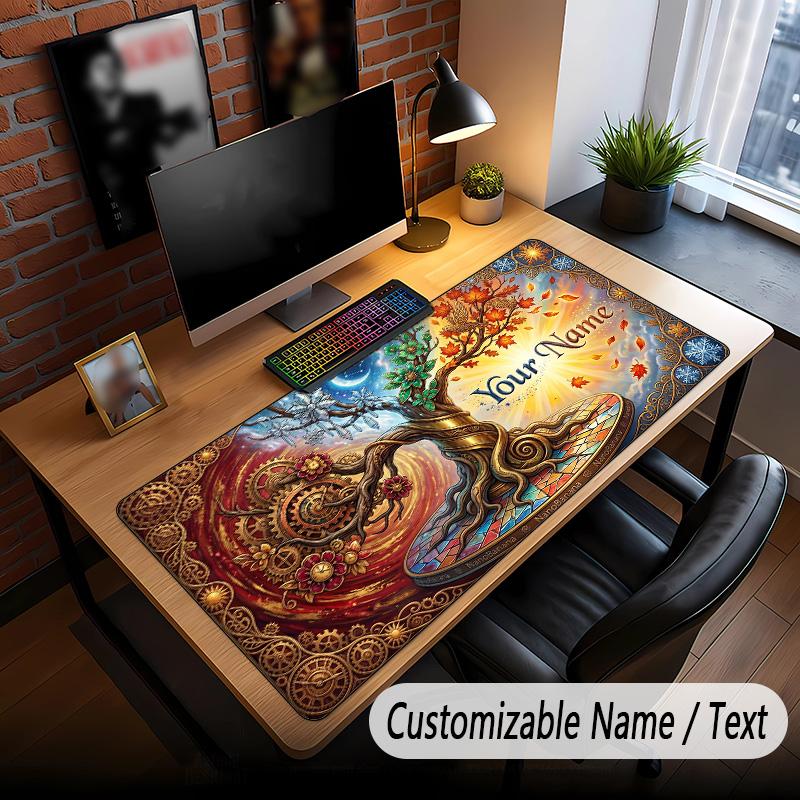 Tree of Life Theme Custom Mouse Pad Personalized With Name Text Customized Desk Mat For Office Home Decor