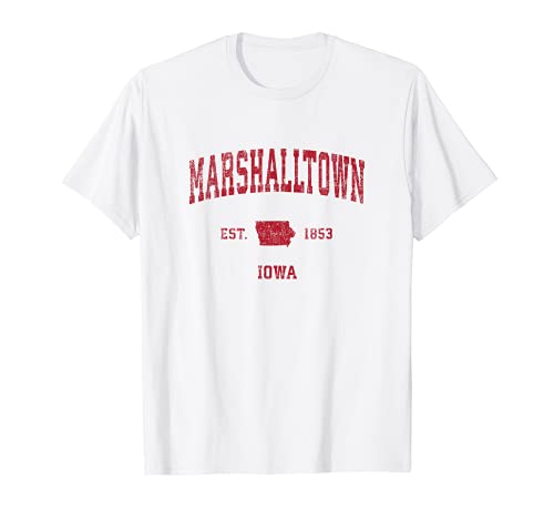 

Marshalltown Iowa IA Vintage Sport Design Red Print T-Shirt