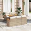 VidaXL Garden Lounge Set 6 Pcs with Beige Cushions Braided Resin Acacia 3327439
