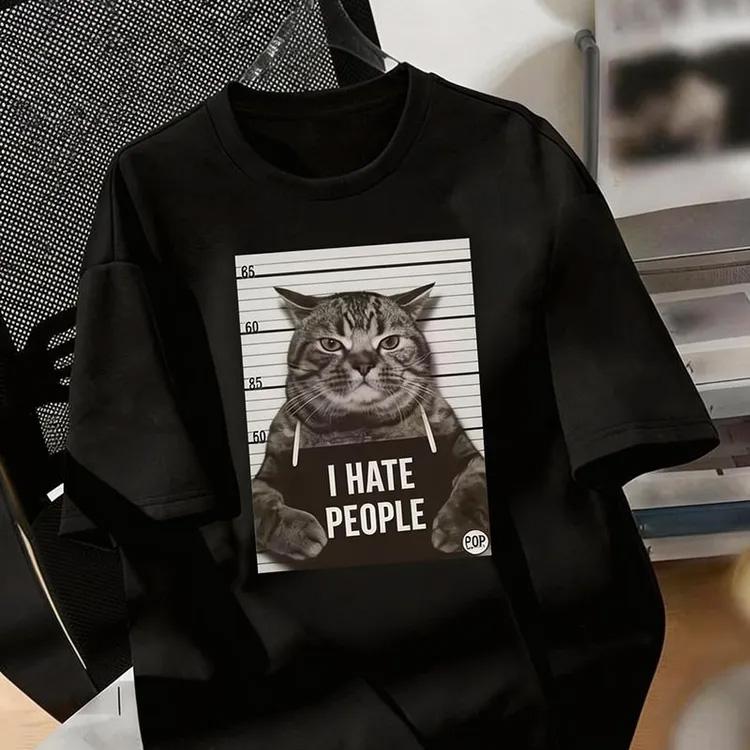 Russia Streetwear Unisex T Shirt Cute Lazy Cat Hip Hop Bear Rabbit Graffiti Multiple Cartoon Design Printed Cotton Graphic Tee