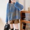 Autumn and Winter Pullover Sweater for Women Loose and Fashionable Thick Blue Knit Sweater for Women