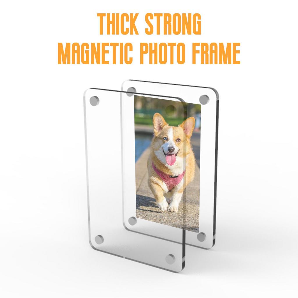 Acrylic Magnetic Double-Sided Photo Frame with Strong Magnet Clips - Customizable 