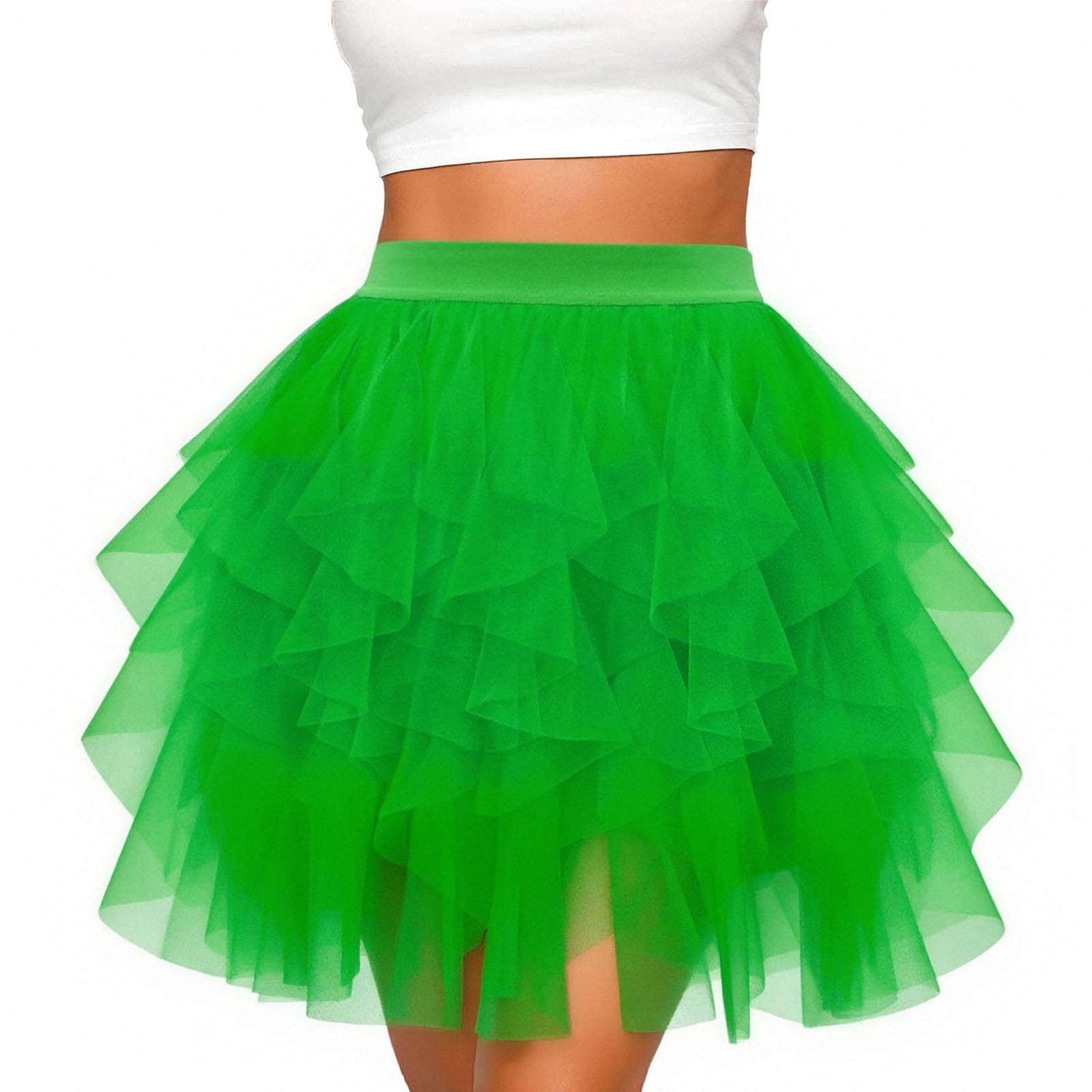 

Жіноча модна кольорова сітчаста спідниця з високою талією, спідниця А-силуету, пишна спідниця, спідниця-торт, мила балетна половина спідниці S зелений