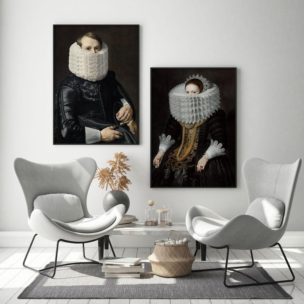 Zestaw dwóch plakatów portret koronka