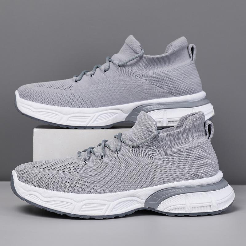 

Высокоэластичные интегрированные носки, повседневная обувь, дышащая удобная мужская спортивная обувь на плоской подошве со шнуровкой 44 серый