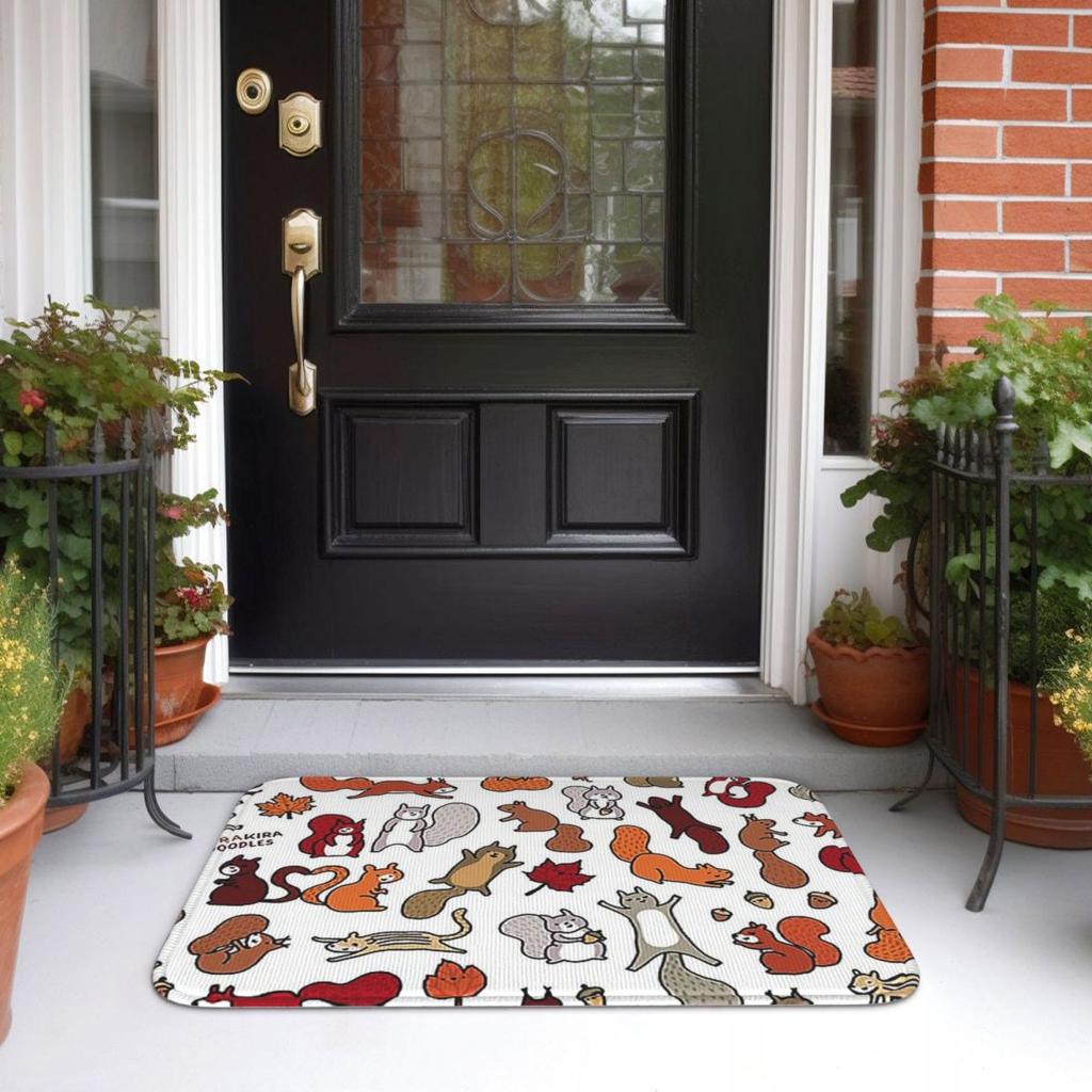 Squirrels In Fall Doodle Doormat Kitchen Entrance Home Floor Mat Non-slip Carpet Rug for Living room Footpad Mats