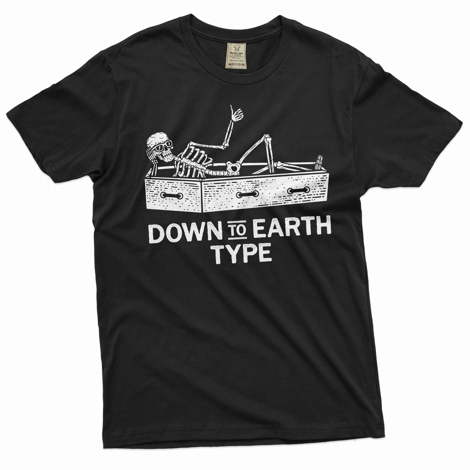 Funny down to earth type Halloween party tee shirt skeleton shirt funny tee L