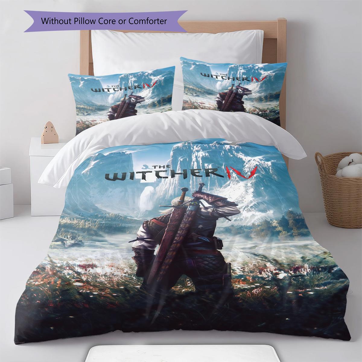 

The Witcher 3 Bedding Quilt Set Quilt Cover Pillowcase Home Decoration Birthday Gift (1 * duvet cover + 2 * pillowcase, without core) 135x200cm