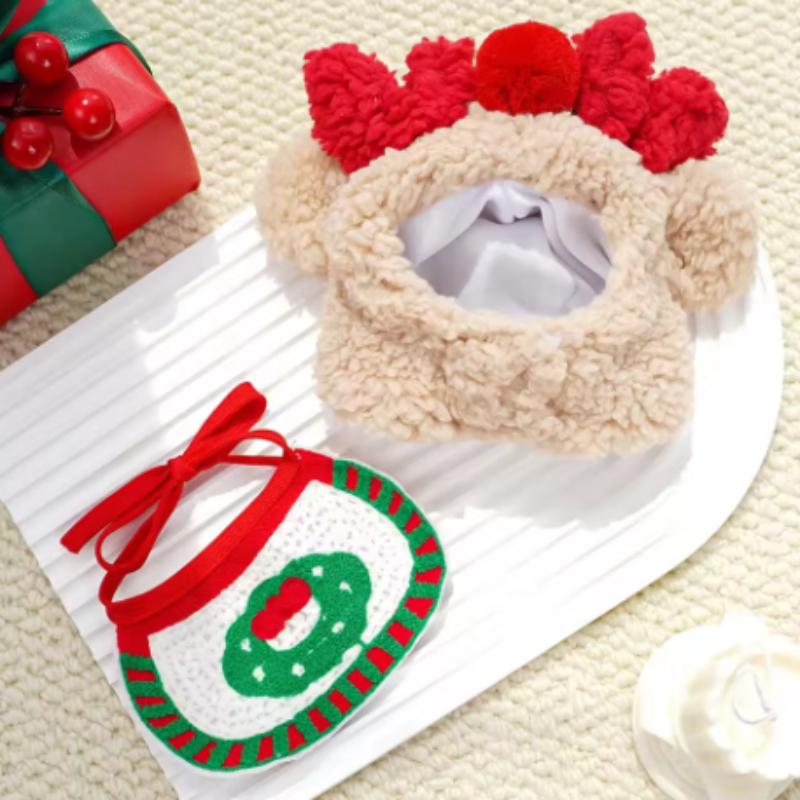 Pet Christmas Costume Reindeer Antler Headband Cosplay Outfit for Dogs Cats Winter Warm Trendy Pet Accessory Christmas Supplies
