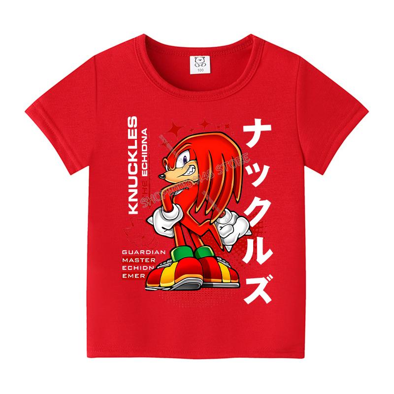 Sonics Anime T-shirt for Children New Round Collar Clothing Kid Short Sleeve Cartoon Partern Clothes Fashion Sunmer Tee Top Gift