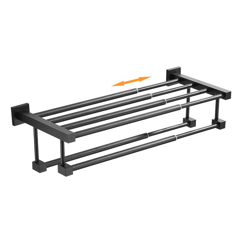 

Bathroom Retractable Bath Towel Rack Black, Gold Multifunctional Bathroom Drying Towel Hanging Rod Brush Nickel Stainless Steel чёрный