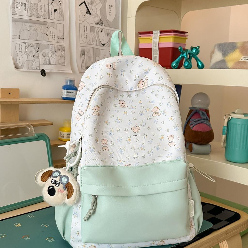 Schoolbag Simple Bear School Bag Premium Sense Backpack College Student Commuter Junior High School Girls School Bag Japanese and Korean Simple Backpa