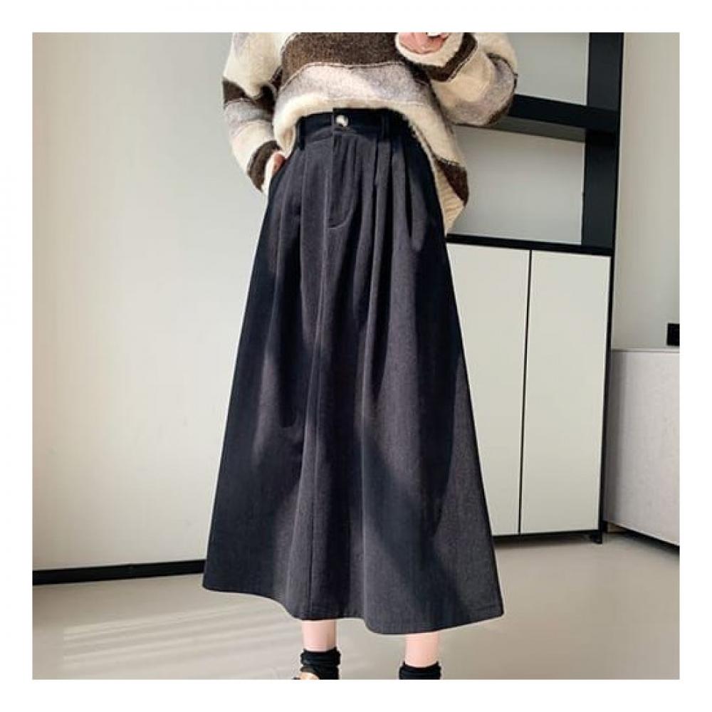Navava Ns396 Casual Corduroy Skirt Back Banding