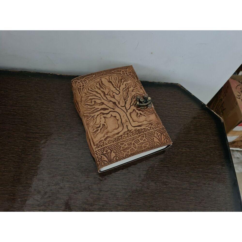 Handmade Leather Journal diář Keltský strom života Book of Shadow wicca Vintage
