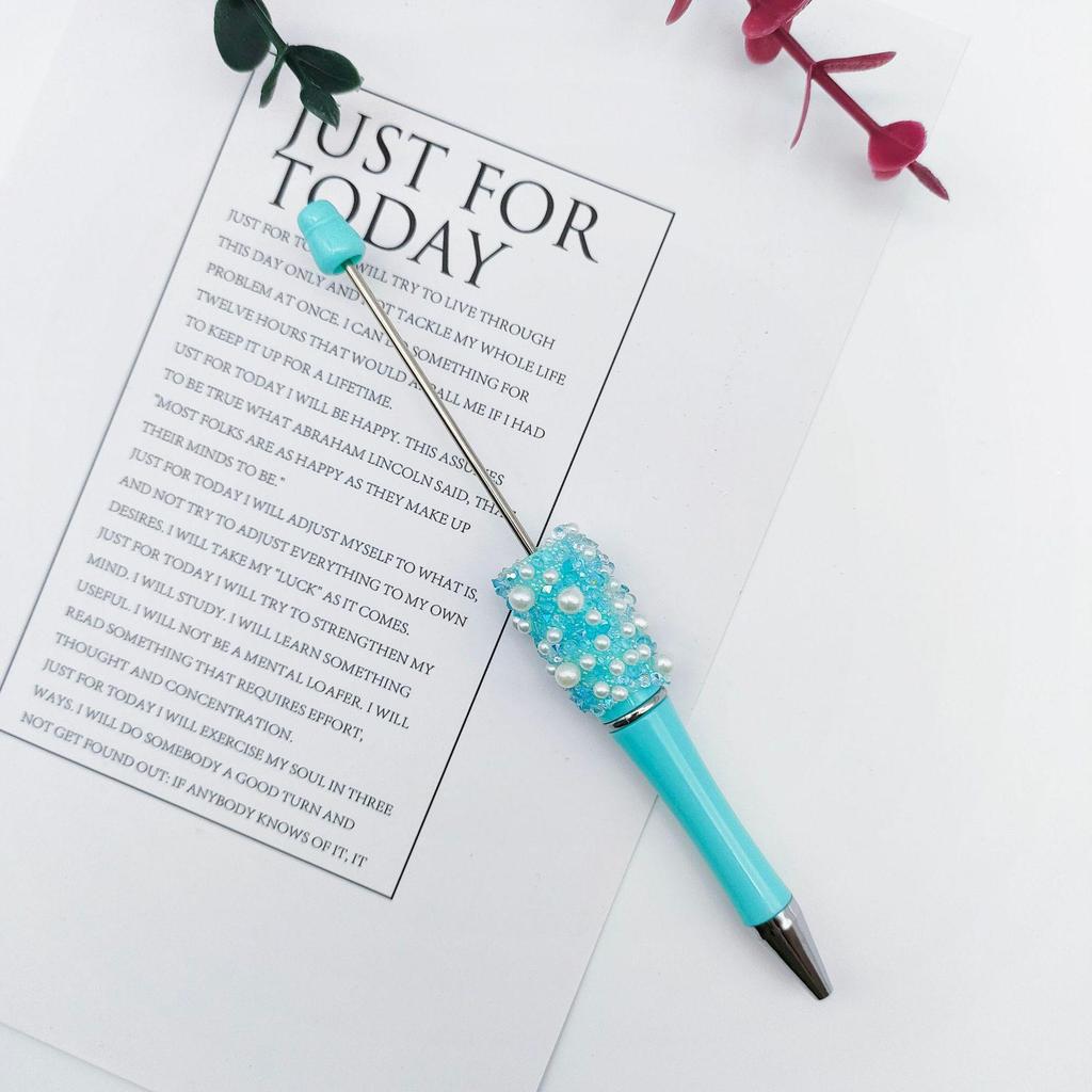 Starry Crystal Pearl Bead Pen - Handmade Rhinestone Candy Design
