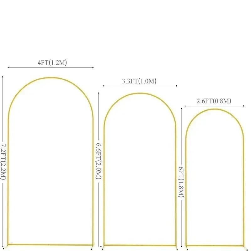 Hot 1PCS Gold Wedding Arch Stand, Party Decor Balloon Arch, 2025 New Frame Backdrop Holder Bracket,Size 4FT 5FT 6FT 6.6FT 7.2FT