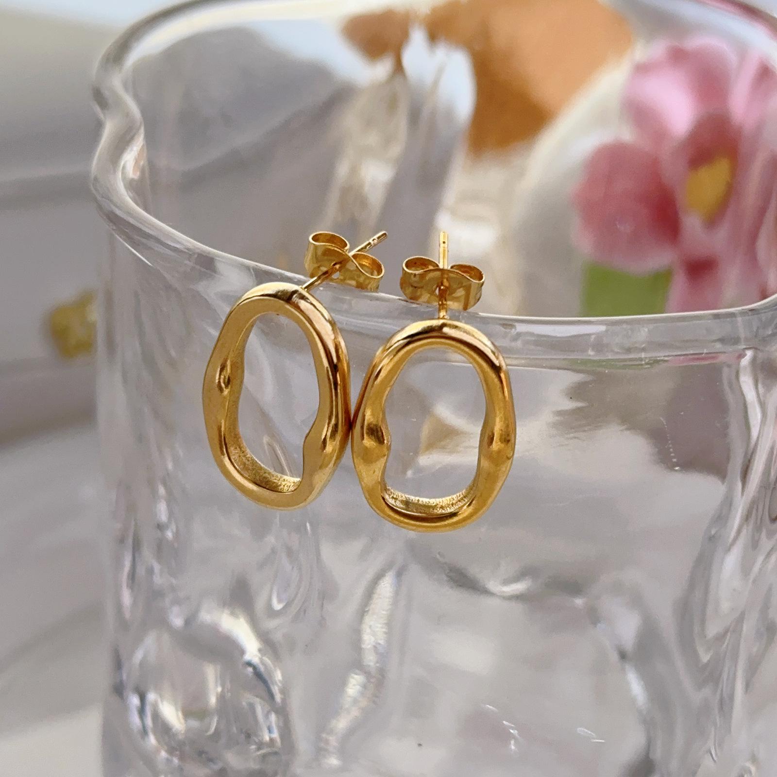 

Элегантное нерегулярное геометрическое двухслойное золотое ожерелье из титановой стали для женщин - Легкая роскошь, цепочка на ключицу