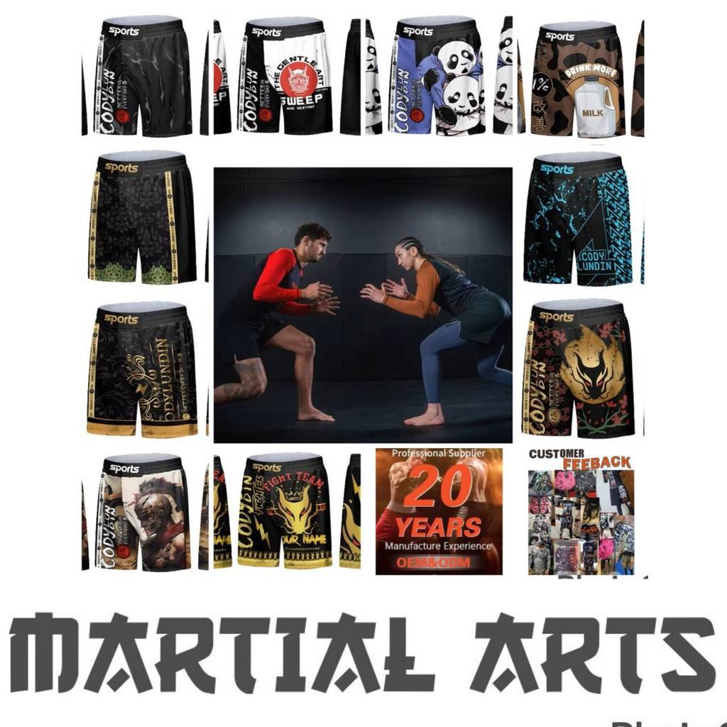 MMA Muay Thai Kickboxing Boxing Shorts Elastic Waist  Unisex Men Women Print Fight UFC Martial Art Fitness Gym Training Sport Workout