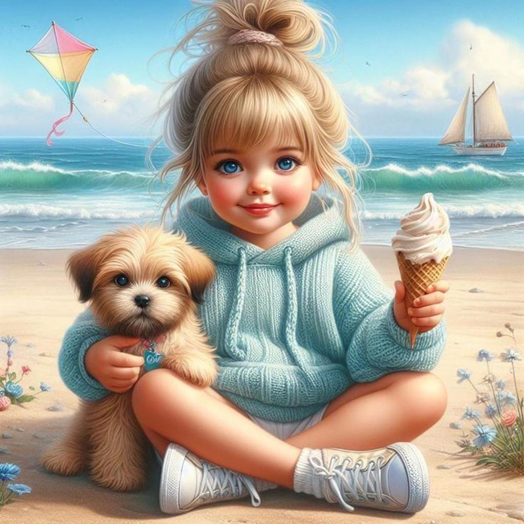 Animal and Girl Full DIY 5D Round Drill Diamond Art Diamond Painting for Adults/Beginners Gift Idea Home Wall Decor 40x40cm