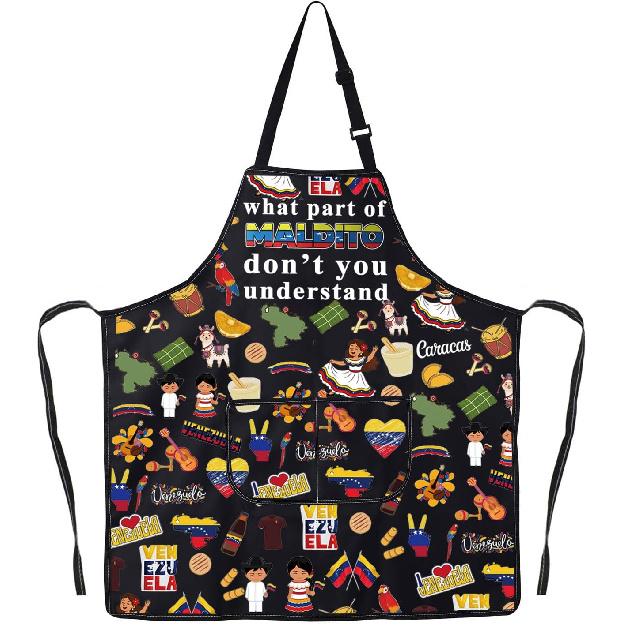 JNIAP Venezuelan Kitchen Apron Venezuela Gifts Venezuela Flag Apron Mas Venezolana Que Una Arepa Apron Of Maldito Ap