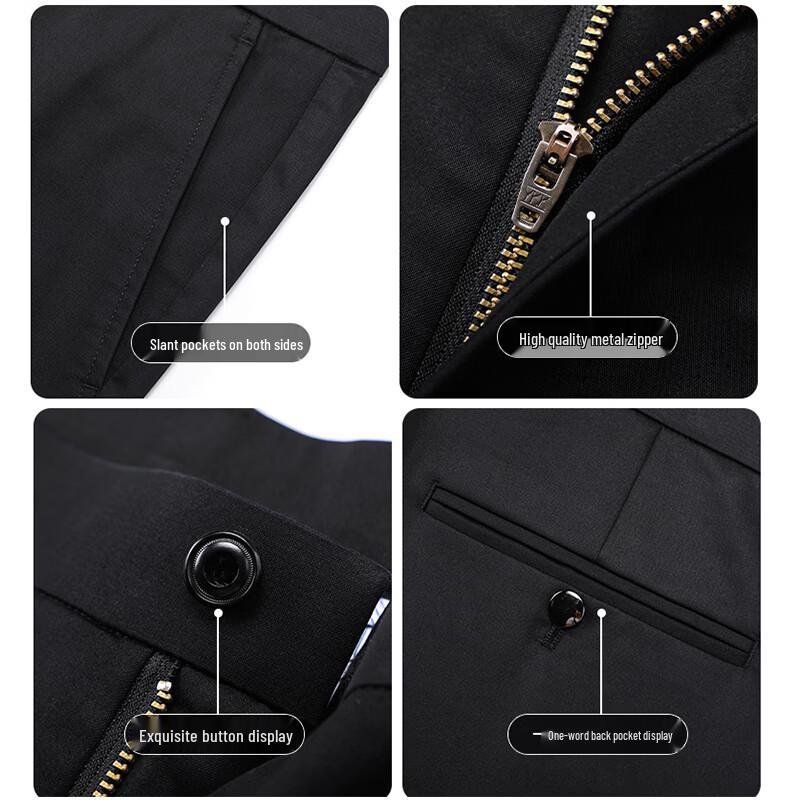 ROMON Men's Ice Silk Straight-Leg Business Casual Trousers