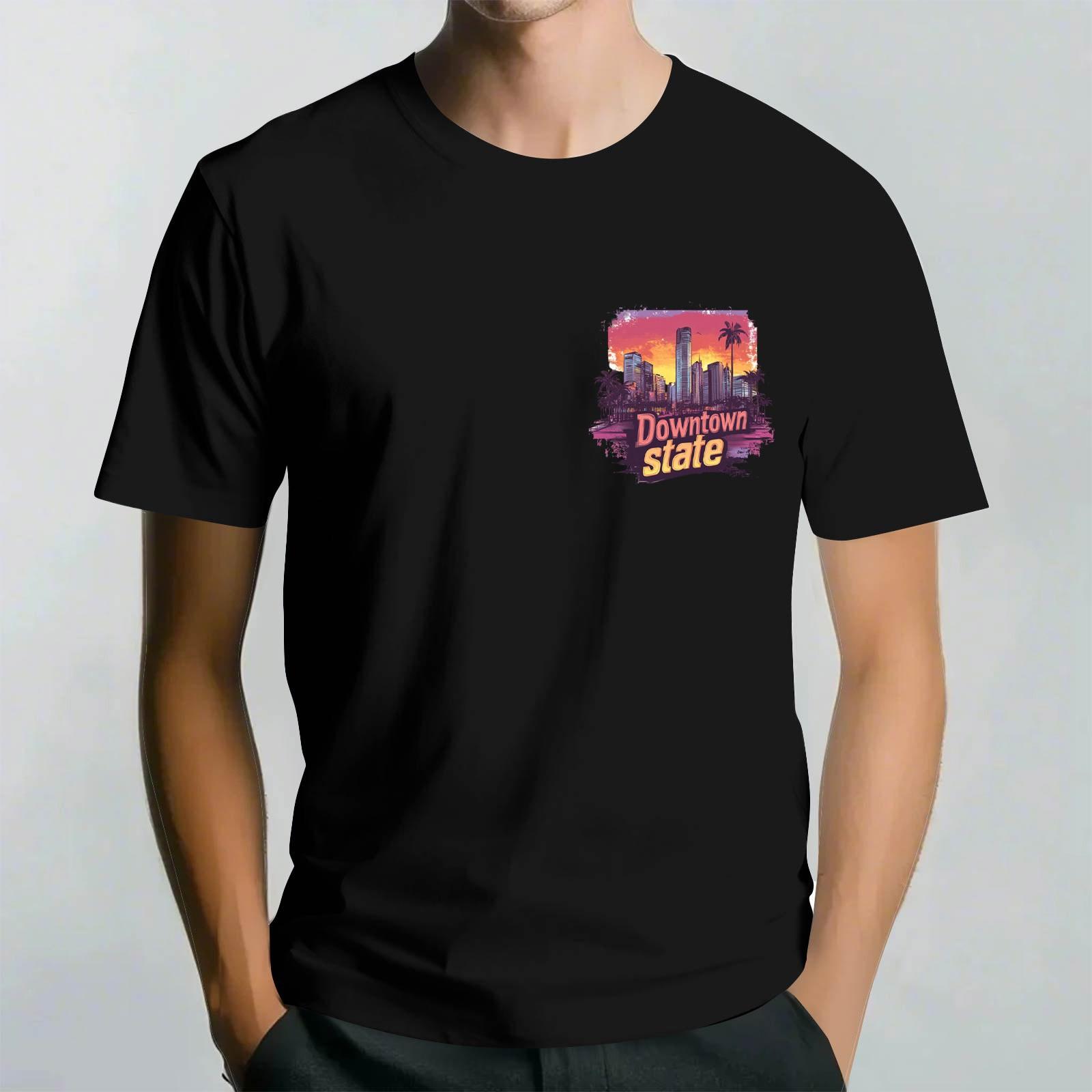 

Мужская повседневная футболка с круглым вырезом и короткими рукавами в стиле ретро с принтом XXXXXL чёрный