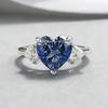 Xiancan Jewelry S925 Silver Heart-Shaped Blue-Gray Diamond Three-Stone Ring
