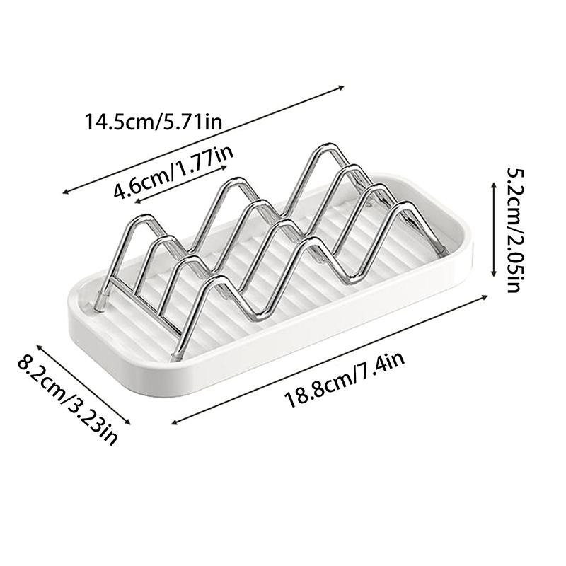 Stainless Steel W-Shaped Soap Holder Space Saving Non-Slip Soap Storage Rack Drain Tray W-Shaped Taco Holder Sink Countertop