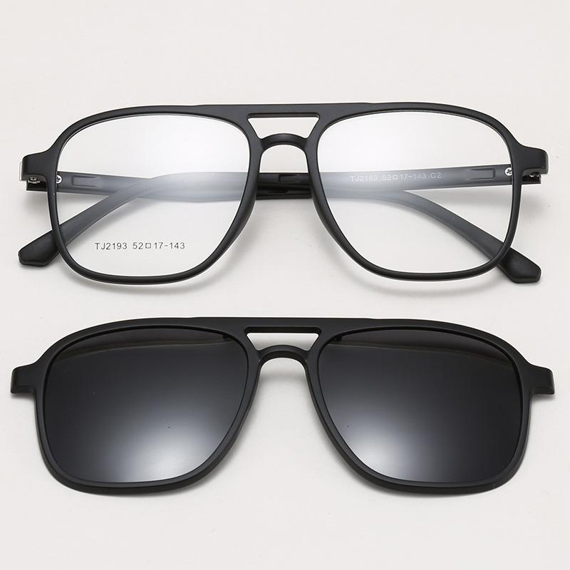 TR90 Magnetic Cover Glasses Double Beam 2-in-1 Men's Glasses Frame Polarized Sunglasses Optical Prescription Frame Women TJ2193