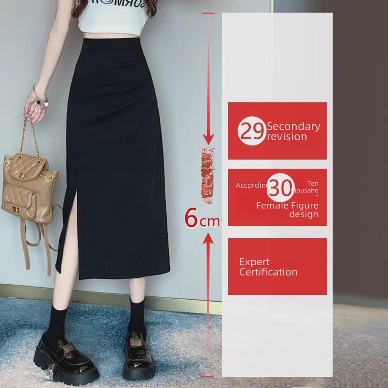 Fusta plisată în formă de A roz pentru femei: Talie înaltă, lungime mijlocie, design cu fante