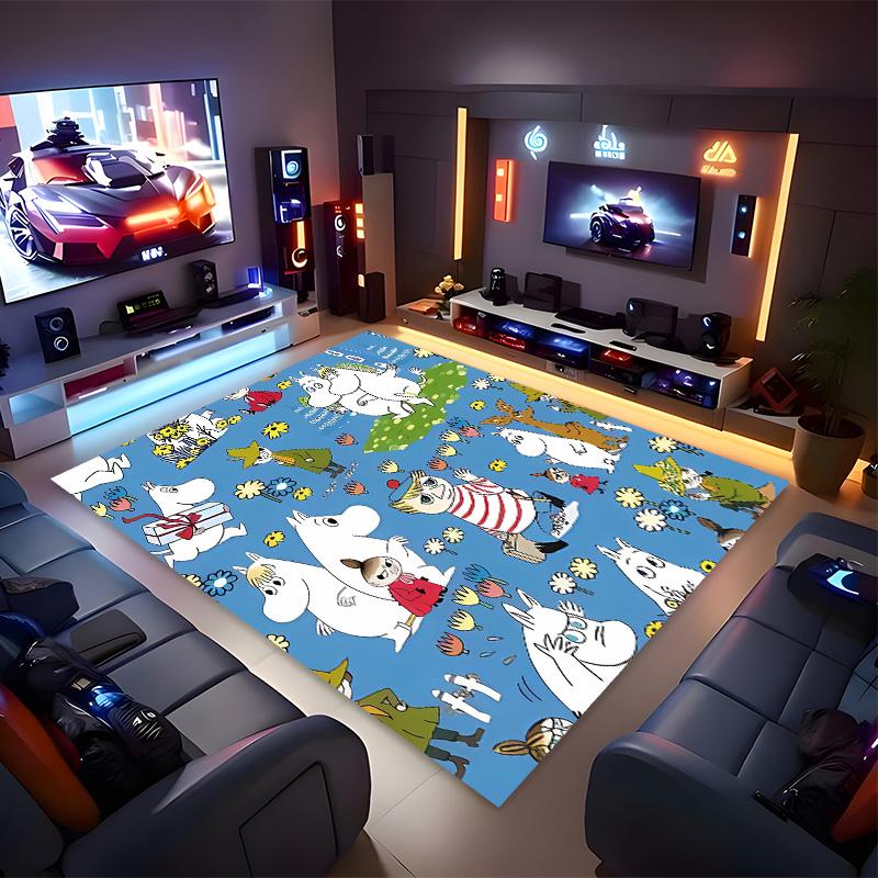 Moomin Cartoon Printed Absorbent Washable Carpet,Non-Slip Bathroom Mats,Kitchen Rugs,Living Room Entrance,Camping Picnic Rugs
