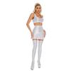 Womens Glossy Crop Top Skirt Set Sleeveless Racerback with Thigh High Stockings Partywear