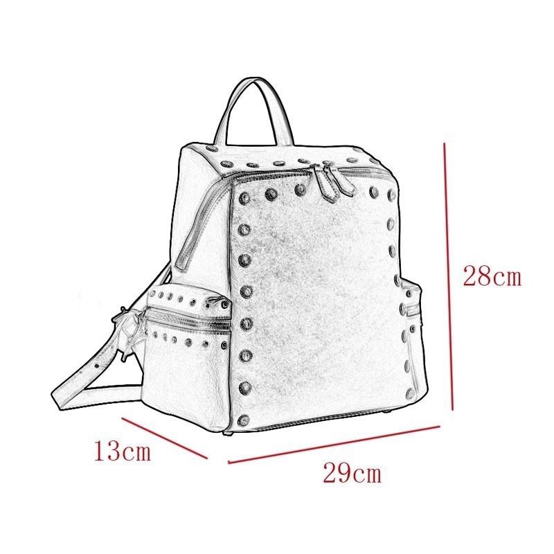 Johnature High Quality Rivet Backpack Retro Genuine Leather Large Capacity Versatile Women's Travel Backpack