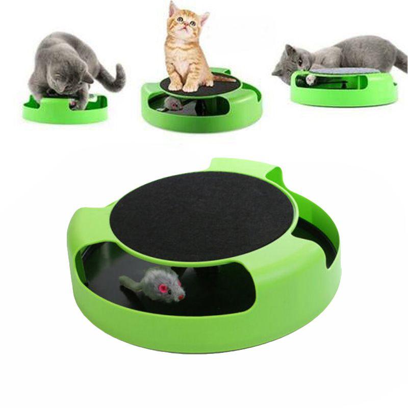 Safe And Entertaining Cat Toys Interactive With Running Mice And Scratch Pad