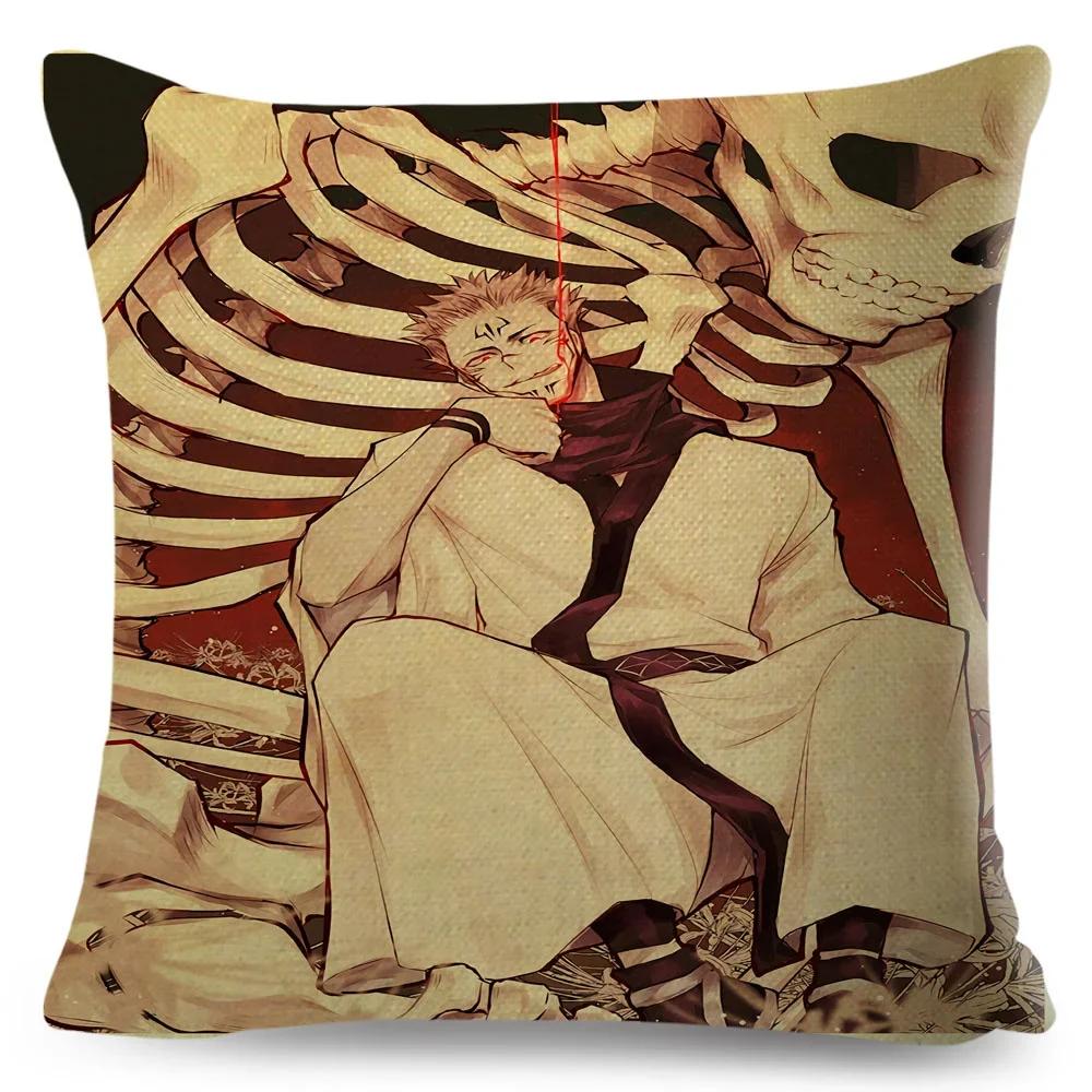 Jujutsu Kaisen Cushion Cover for Sofa Home Children Room Decor Cartoon Japanese Anime Print Pillowcase Polyester Pillow Case