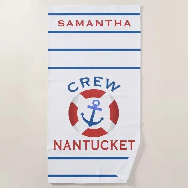 Custom Name Anchor Bath Towel Boat Decorative Towel White Beach Towel Customized Microfiber Large Towel Hot Sale Bath Towels