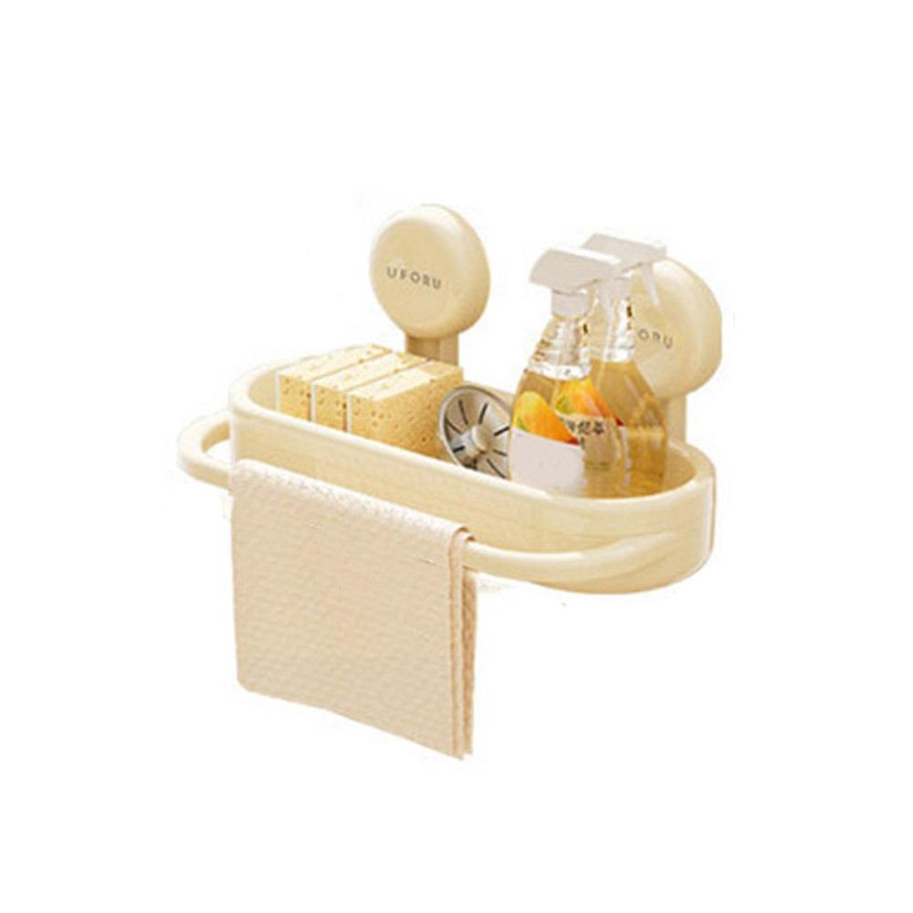 

Wall-Mounted Suction Cup Sink Drain Rack Plastic Rag Rack Practical Sink Sponge Rack Kitchen бежевый
