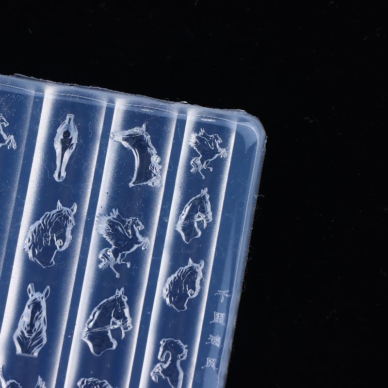 Transparent Embossed Horse Head Silicone Nail Mold Mixed Sized Shaped Soft Carving Stamping Plates Diy Manicure Art Mould Tools