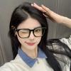 Korean Retro Black Frame Myopia Glasses for Women Trendy Unisex Square Large Frame Glasses Anti Blue Light Near Sight Eyewear