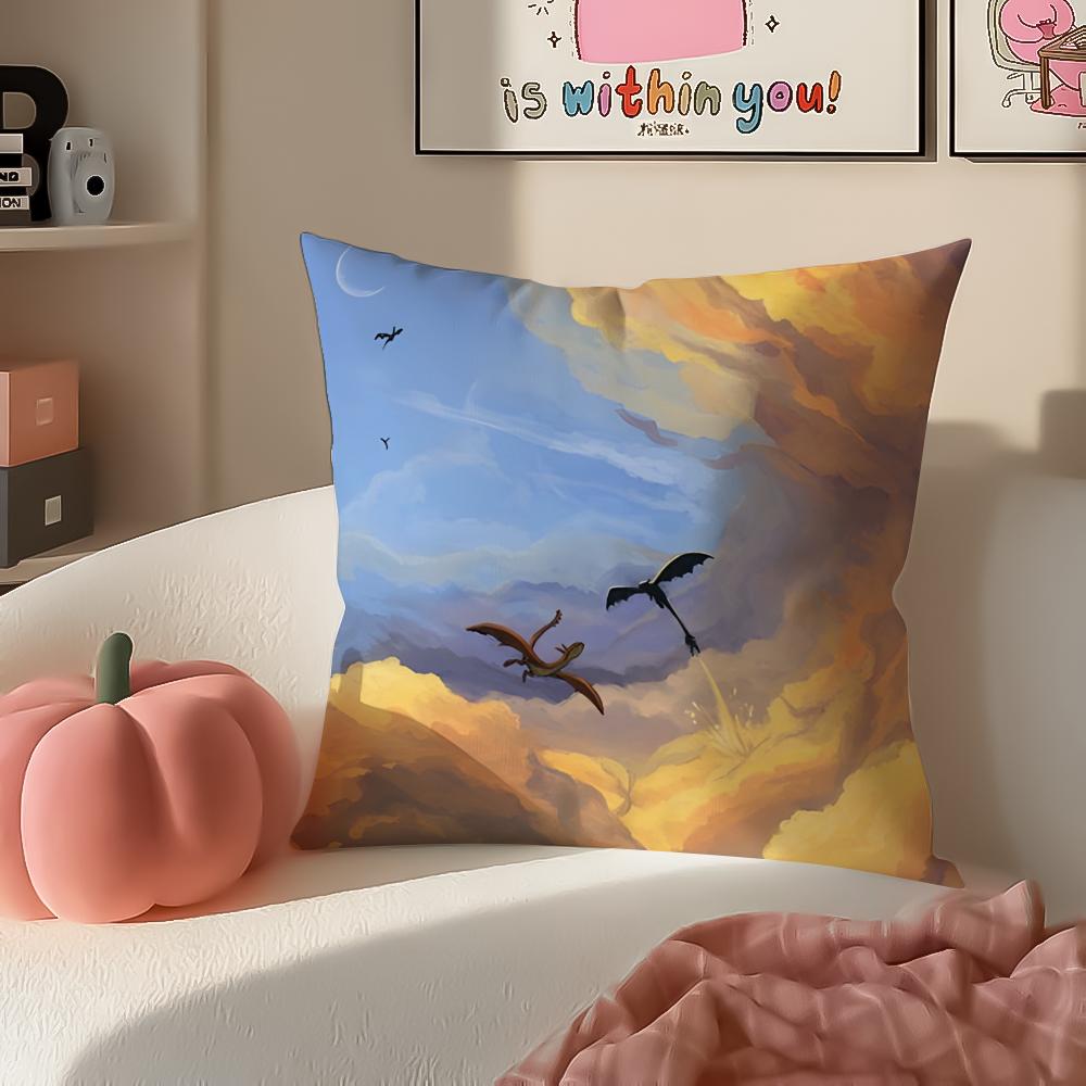 Epic Fantasy Fictional FFourth WWing Dragon Cushion Cover Pillowcase Short Plush Invisible Zipper Room Sofa Cushion Cover