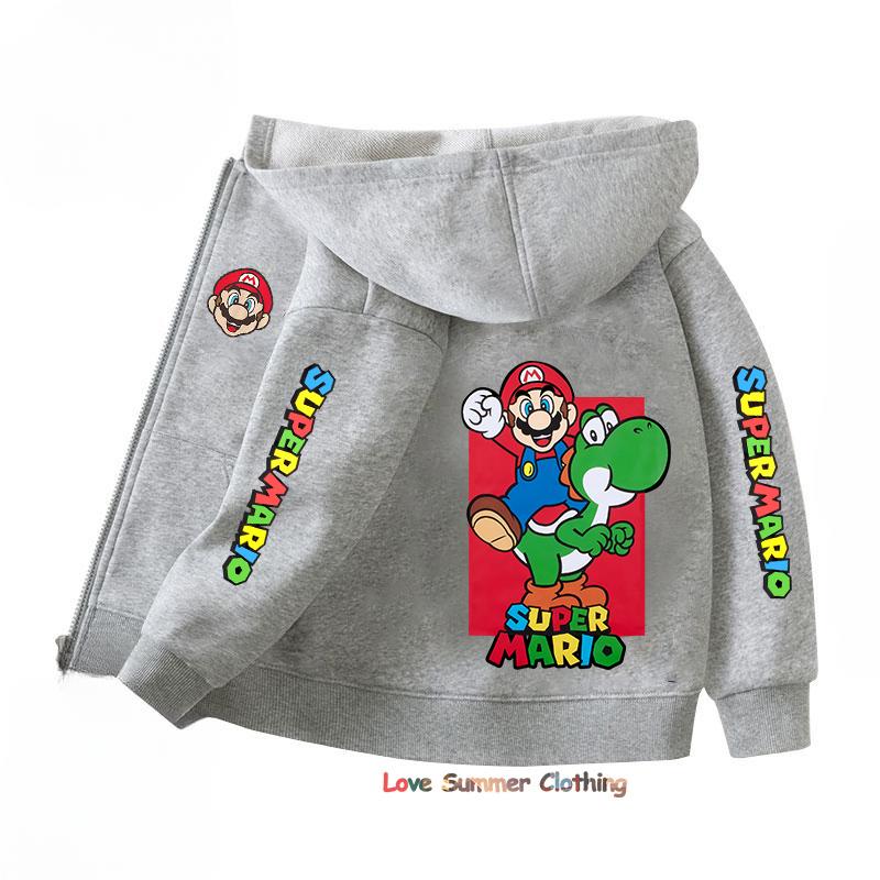 Mikina s kapucí na zip Kawaii Dětská Streetwear Mario Dětská mikina Mario Luis Zip Dětská mikina Dívčí Chlapecký top Mikina