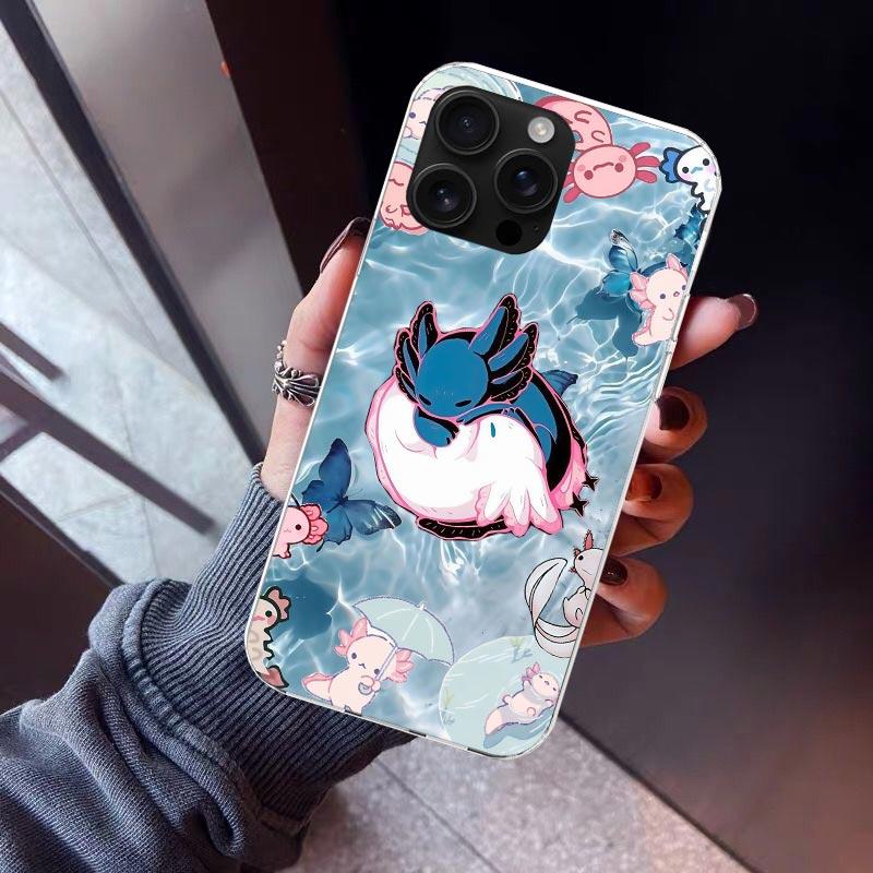 

Cute Axolotl Kawaii Phone Case For iPhone 17 Air 11 13 Mini 14 15 Plus 16 12 Pro Max 16E SE 7 8 Pattern Soft TPU Back Cover 17 iPhone 16 Pro Max